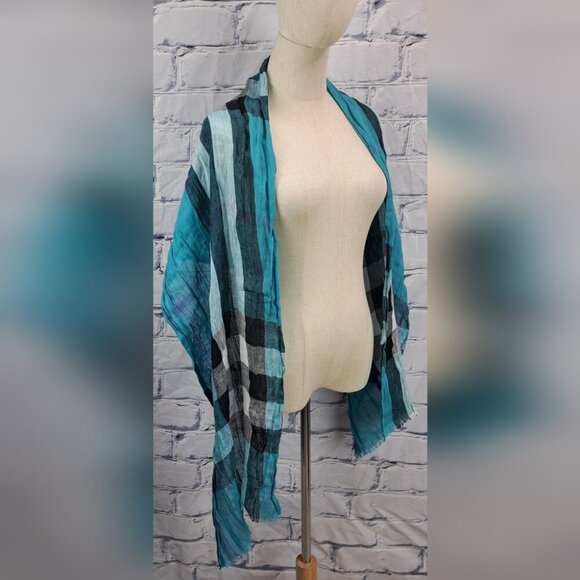 Burberry Women's Scarf Nova Check Linen Cotton 72" x 18" - Picture 5 of 12